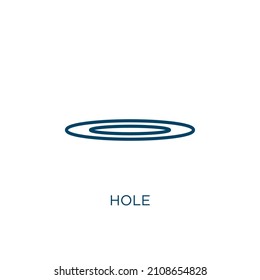 hole icon. Thin linear hole outline icon isolated on white background. Line vector hole sign, symbol for web and mobile