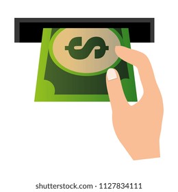 hole machine with bill dollar and hand