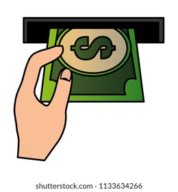 hole machine with bill dollar and hand