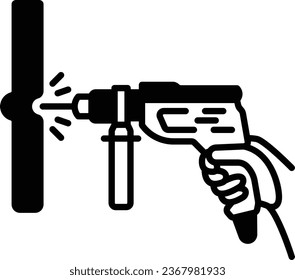 Hole Making Power Tool vector color icon design, Handyman Services symbol, House Repairing sign, Civil Engineering and Building Contractor stock illustration, Cordless Drills with handle concept