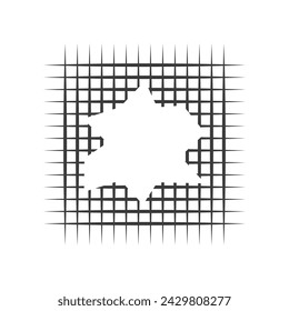 Hole in metal mesh glyph icon isolated on white background.Vector illustration