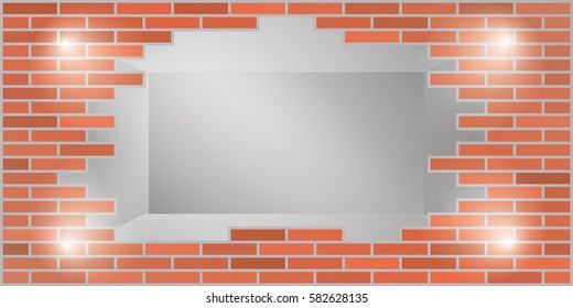 hole in old wall, brick frame