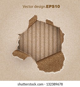 hole on a cardboard texture.