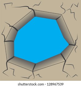 hole on old wall vector