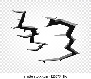 Hole on transparent background. Broken ground concept. Vector illustration