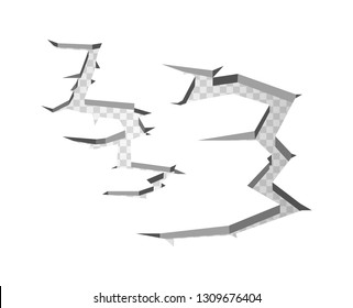Hole on transparent background. Broken ground concept. Vector illustration
