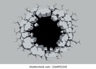 Hole on wall illustration Background.