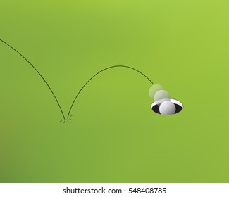 Hole in one, close up vector illustration