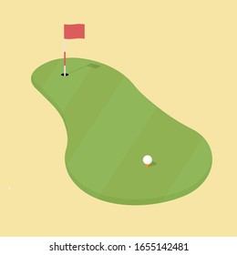 hole in one and Golf Ball in Golf Course illustration set. Vector illustration of golf ball on green.