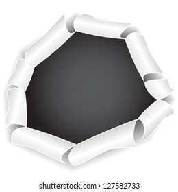 hole in paper isolated on white background vector