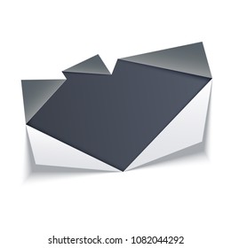 Hole in paper white sheet with torn ripped silver edges. Notebook sheet page with ripped edges with holes opening dark grey background. Vector flat illustration isolated for your design.