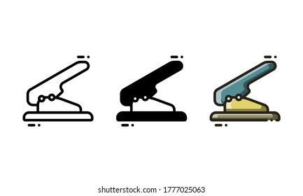 Hole punch icon. With outline, glyph, and filled outline style