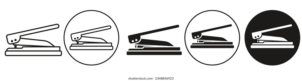 Hole Punch Icon. Symbol of stapler for education related study material or book binding purpose. Use in school stationery item. Vector sign of sheet paper clap by pierce the hole