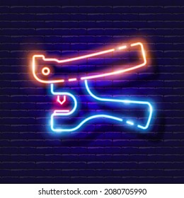 Hole Punch für Rohr Neon Symbol. Bewässerungssystem, Bewässerungssystem, Schlauch und Zubehör leuchtendes Schild. Vektorgrafik für Design, Website, Werbung, Laden, Waren.