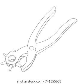 hole punch, tool, icon, line drawing, sticker, separately on a white background