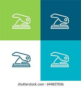 Hole puncher green and blue material color minimal icon or logo design