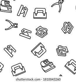 Hole Puncher Tool Vector Seamless Pattern Thin Line Illustration