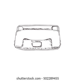 Hole puncher. Vector hand draw illustration with doodle, sketch style.