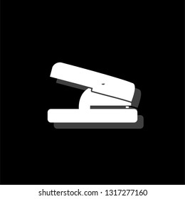 Hole puncher. White flat simple icon with shadow