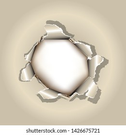 Hole punching vector paper with spaces for text input, torn paper, torn-edge edges