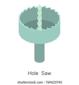 Hole saw bit icon. Isometric illustration of hole saw bit vector icon for web