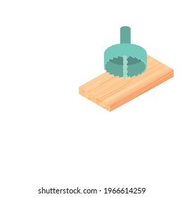 Hole saw icon. Isometric illustration of hole saw vector icon for web