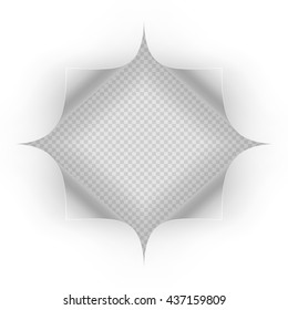 Hole in sheet of paper on a transparent background. EPS 10 vector file included