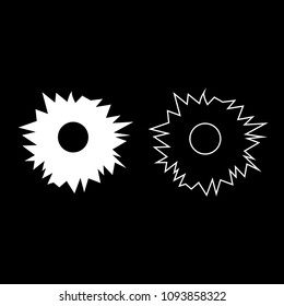 Hole from shot icon set white color outline