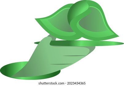 The hole symbolizes the depth of the heart, the hand carrying the tray containing the large -sized food on it shows such a large giving.
Green is a symbol of life
