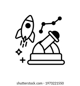 Hole Telescope vector outline icon. space symbol eps 10 file