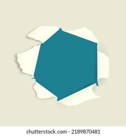 Hole torn rip paper with blank space on the center vector illustration background