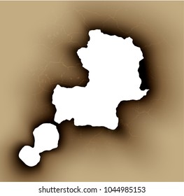 Hole torn in ripped paper with burnt and flame
