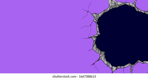 Agujero en la pared. Estilo de historietas. Ilustración vectorial dibujada a mano