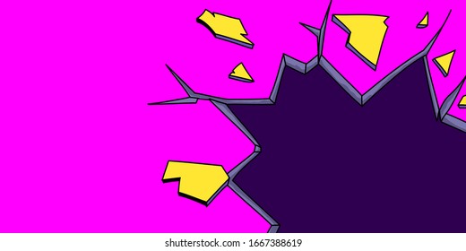 Agujero en la pared. Estilo de historietas. Ilustración vectorial dibujada a mano