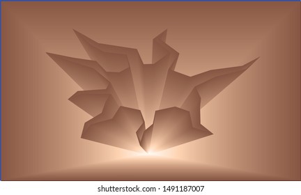 Hole in a wall or in the ground, ruined wall, vector illustration