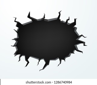 Hole In A Wall Vector Illustration. Broken Wall Concept