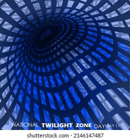 a hole with a wave line perspective like a warp zone with bold texts, National Twilight Zone Day May 11