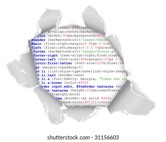 Hole in the webpage - you can see some code of the website