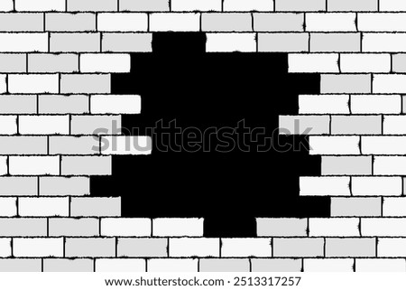 Hole in white brick wall