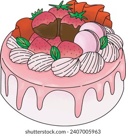 Ilustración de la celebración del pastel de comida HoleCake