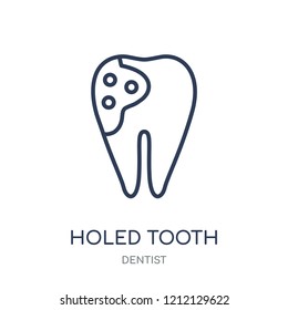 Holed Tooth icon. Holed Tooth linear symbol design from Dentist collection. Simple outline element vector illustration on white background.