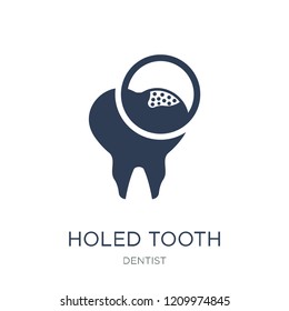 Holed Tooth icon. Trendy flat vector Holed Tooth icon on white background from Dentist collection, vector illustration can be use for web and mobile, eps10