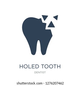 holed tooth icon vector on white background, holed tooth trendy filled icons from Dentist collection, holed tooth vector illustration