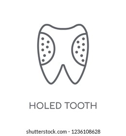Holed Tooth linear icon. Modern outline Holed Tooth logo concept on white background from Dentist collection. Suitable for use on web apps, mobile apps and print media.