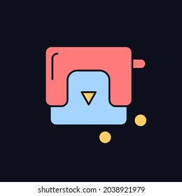 Hole-punch RGB color icon for dark theme. Paper puncher. Device for office work. Punching machine. Isolated vector illustration on night mode background. Simple filled line drawing on black