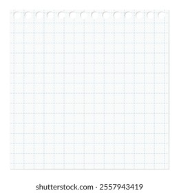 Hole-punched memo paper, grid paper, dashed line