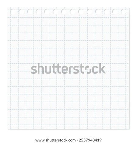 Hole-punched memo paper, grid paper, dashed line