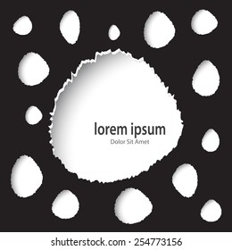 Holes in black paper background, vector illustration template