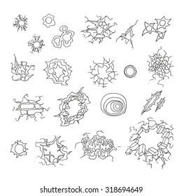 Holes Indentations Cracks Doodle Set Isolated Stock Vector (Royalty ...