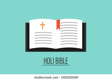Die Holi Bibel ist ein Symbol im flachen Stil. Wort Gottes